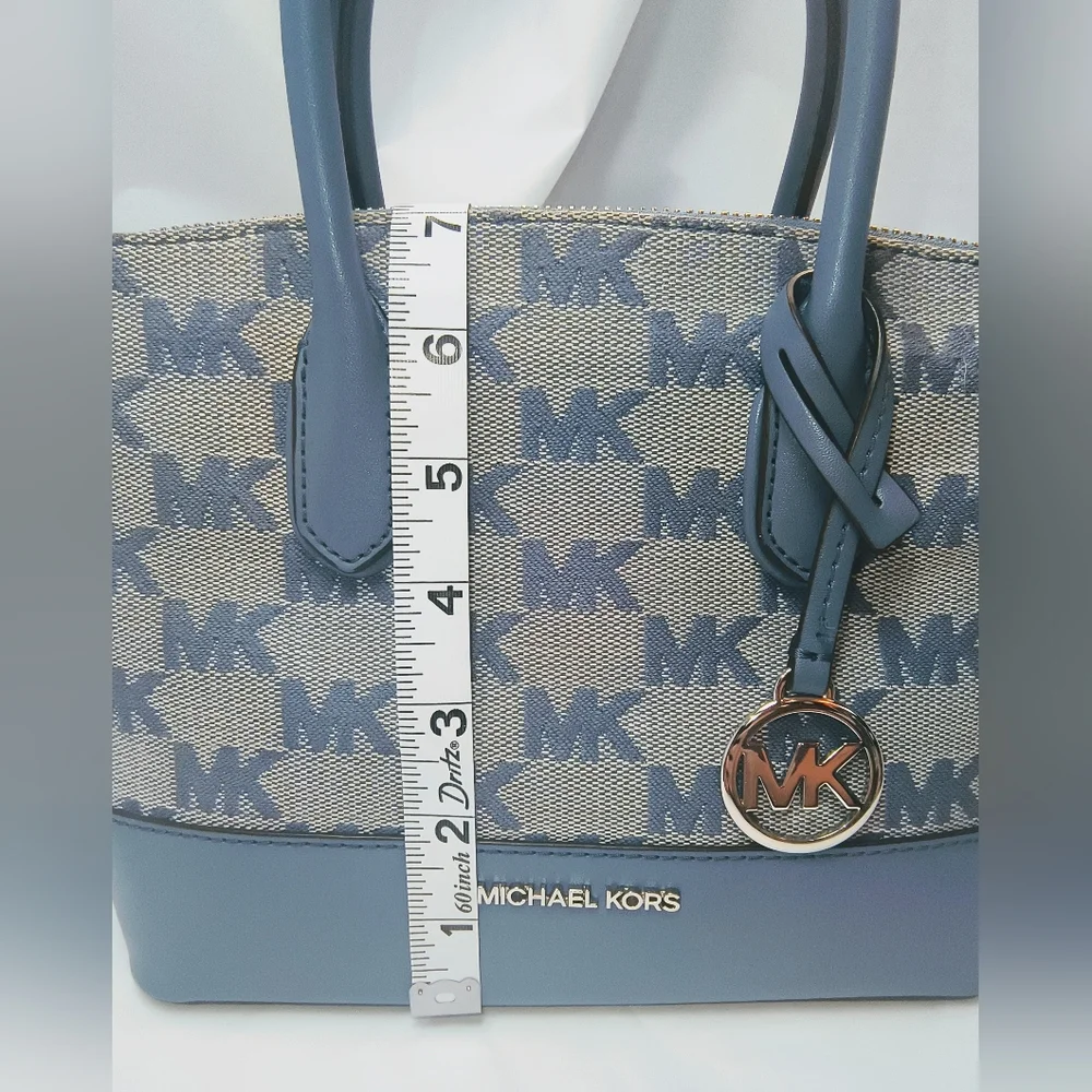 MICHAEL KORS Hyde Small Canvas & Leather Satchel / Crossbody in Denium Blue